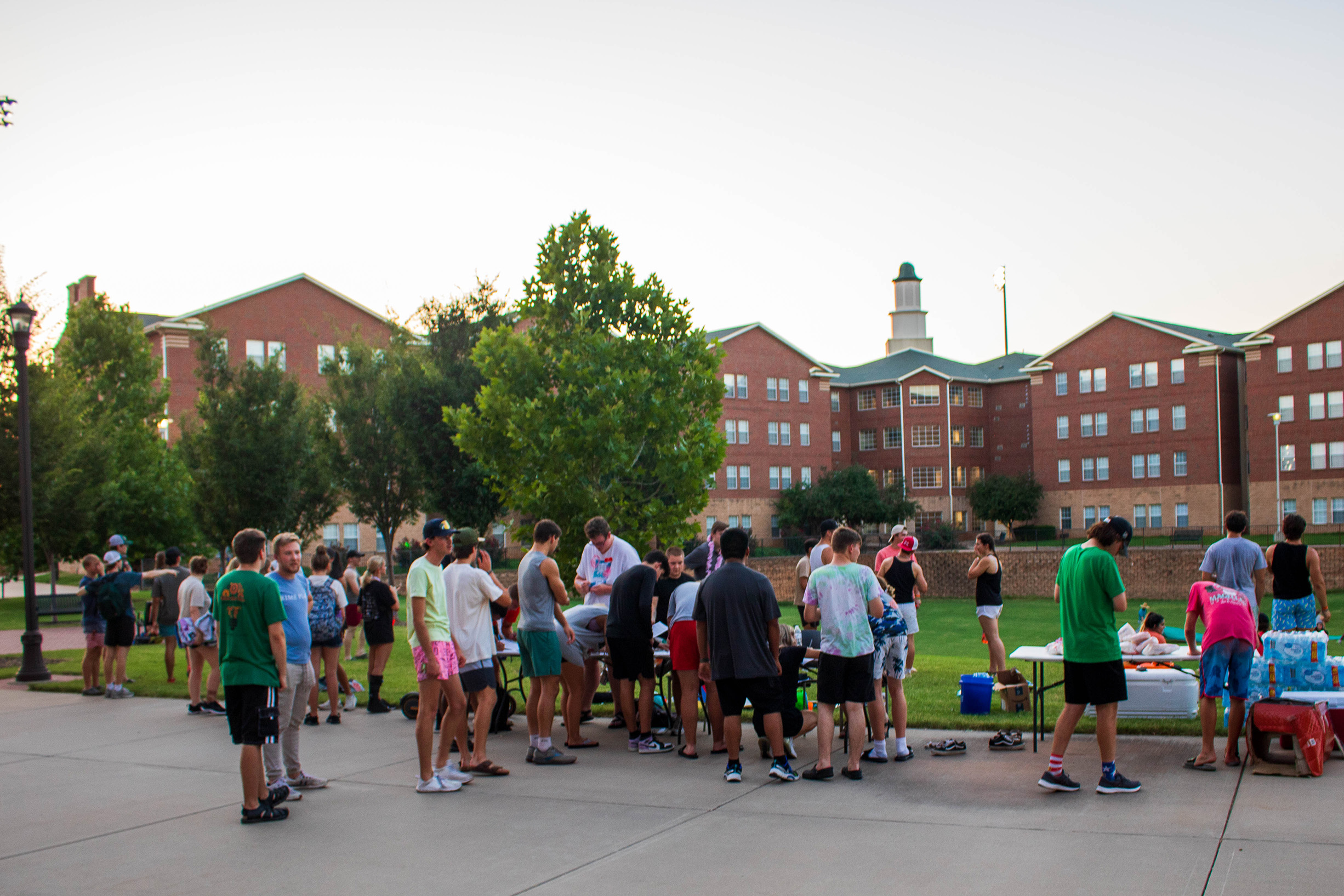 students at kickball event