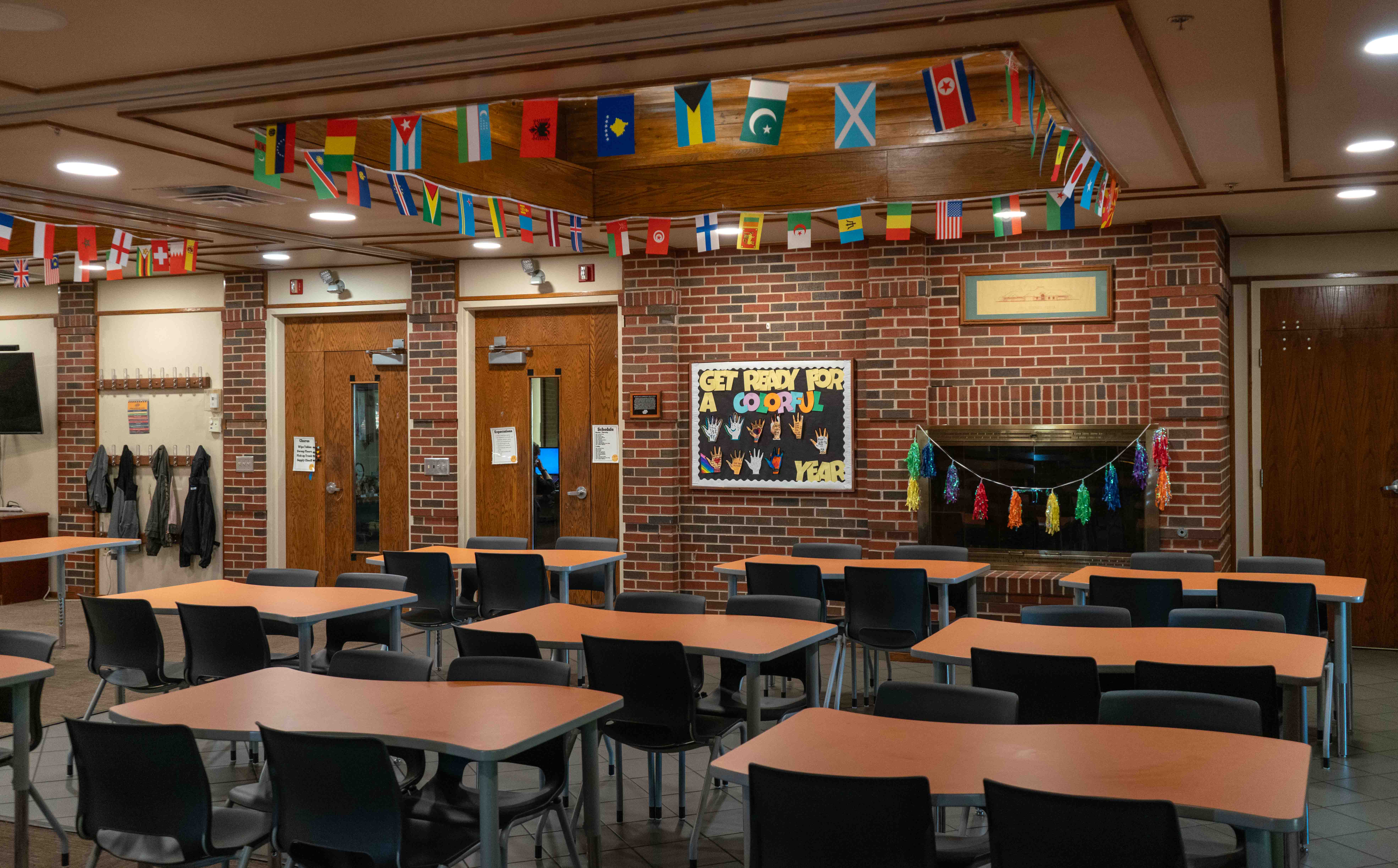 FRC Tables and fireplace