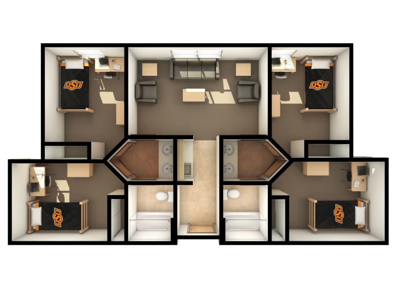 floor plan 4 person 4 bed 2 bath deluxe suite
