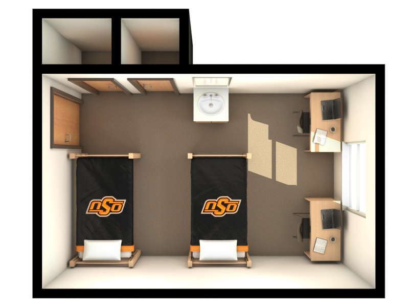 Stout Hall: Floor Plan for 2 beds