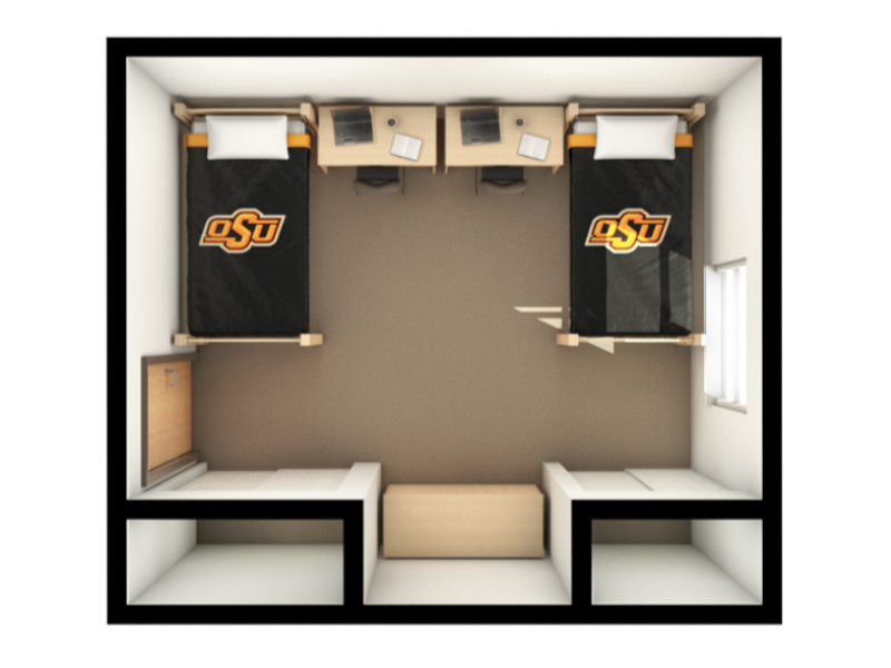 Wentz Hall: Floor Plan for 2 beds