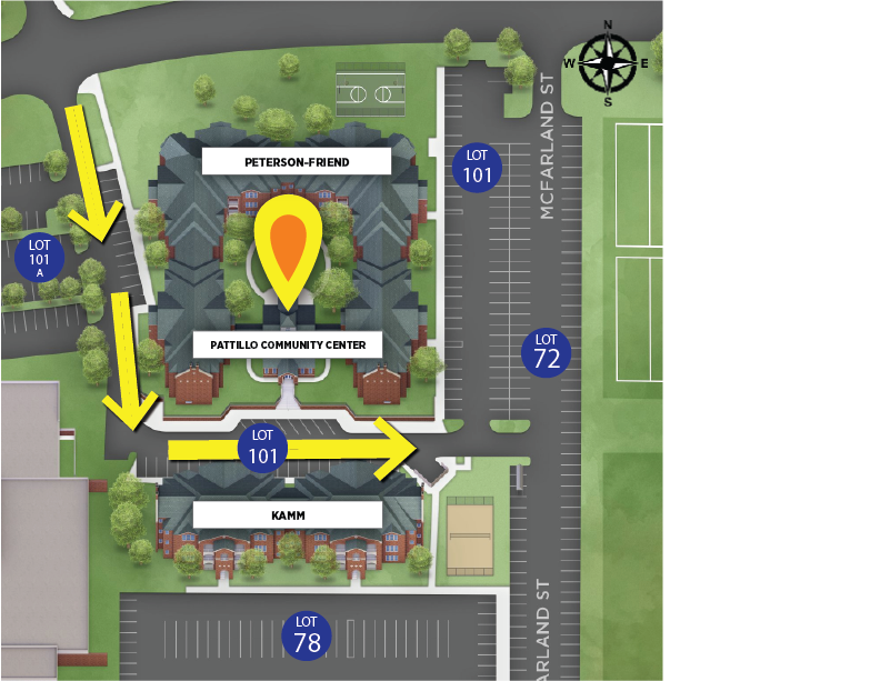Kamm and Peterson-Friend Halls Parking Map