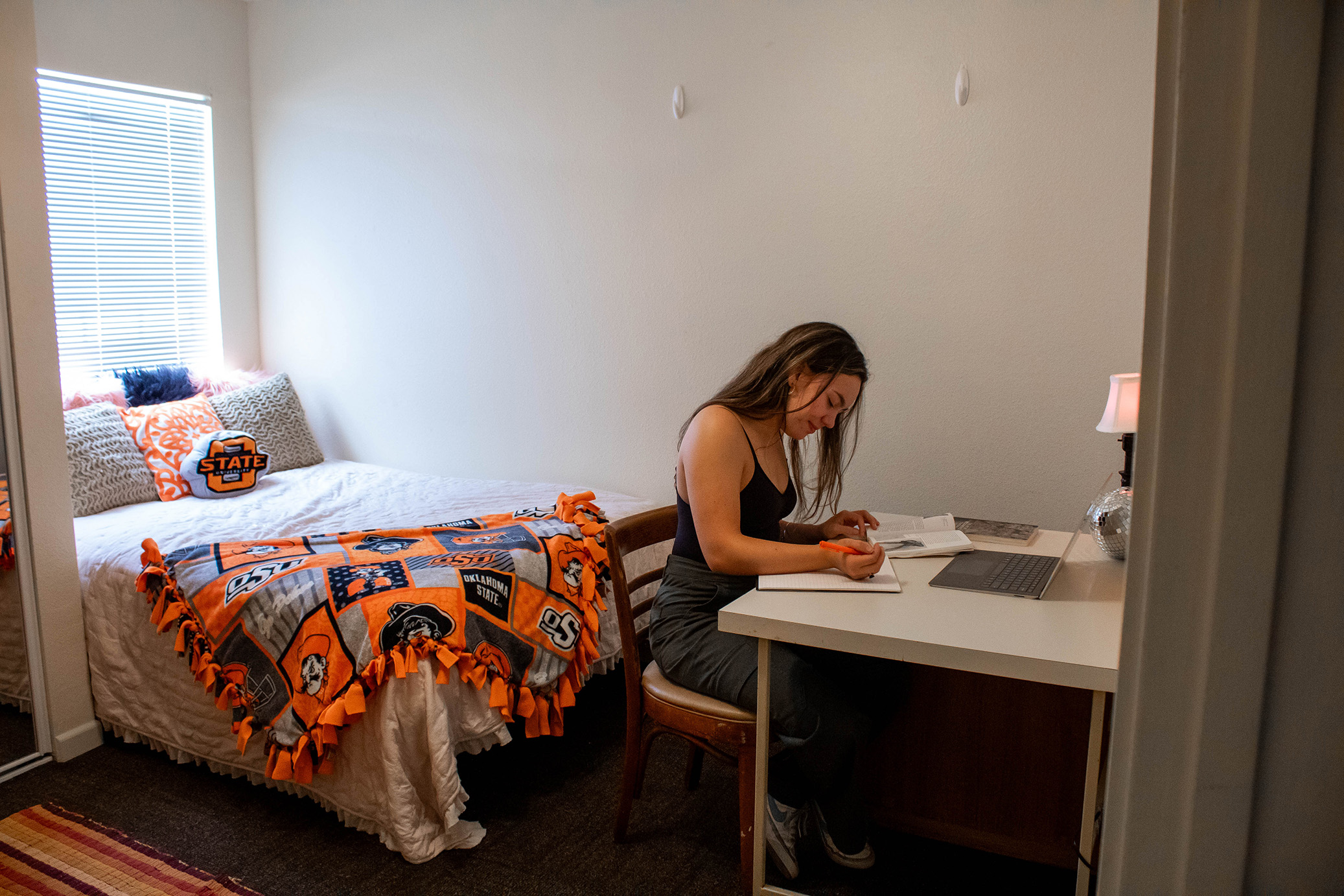 Davis resident at desk