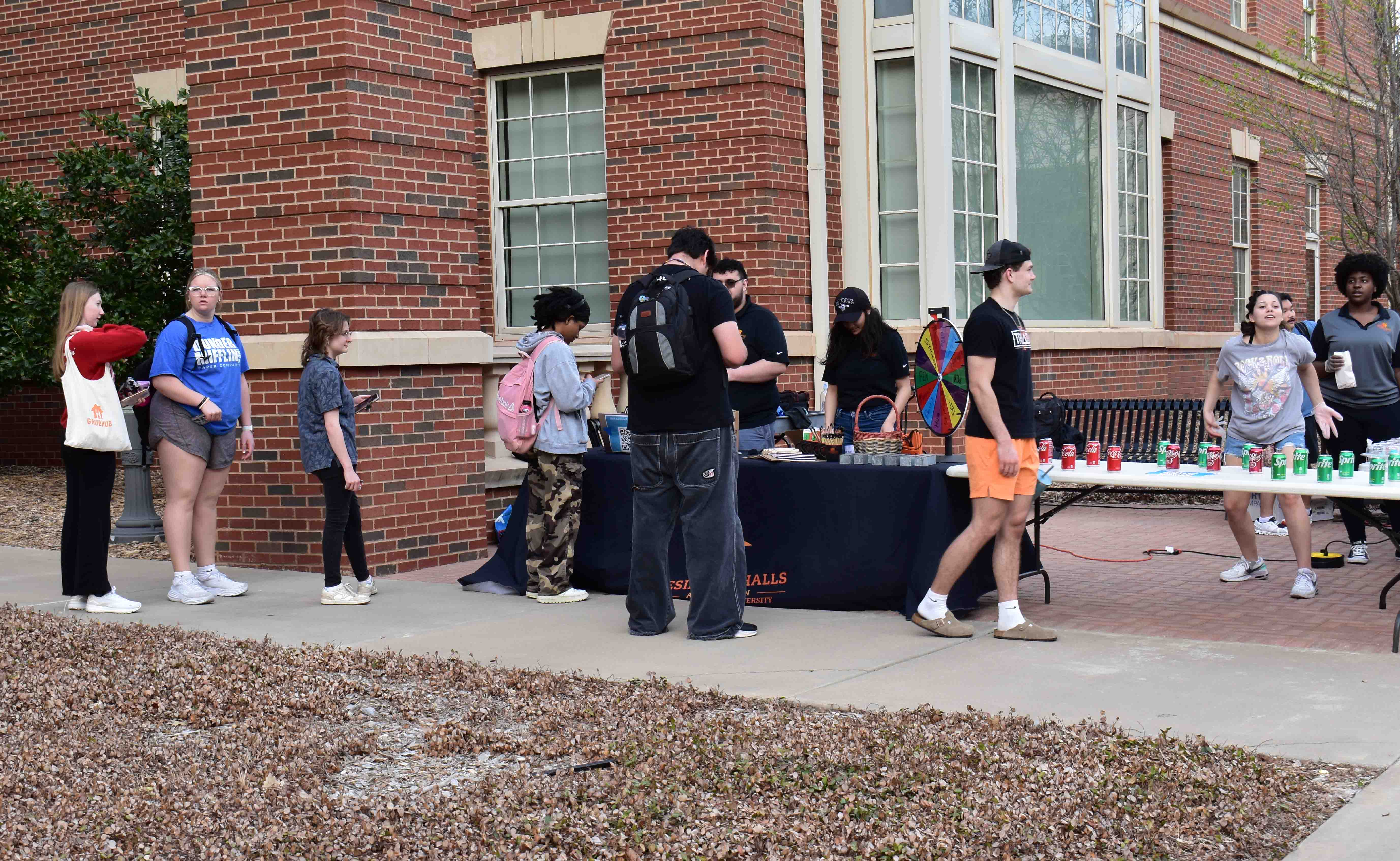 students in line for goodies